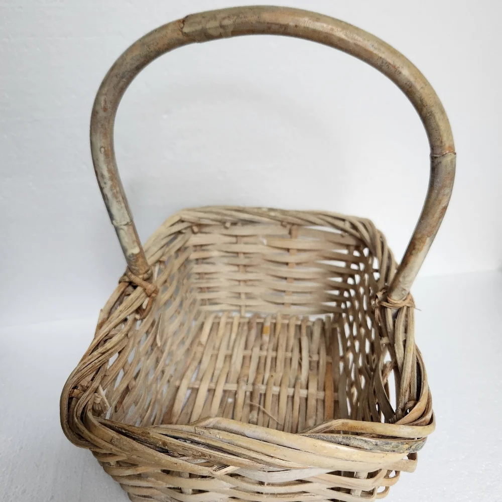 Woven Rectangular Basket with Handle